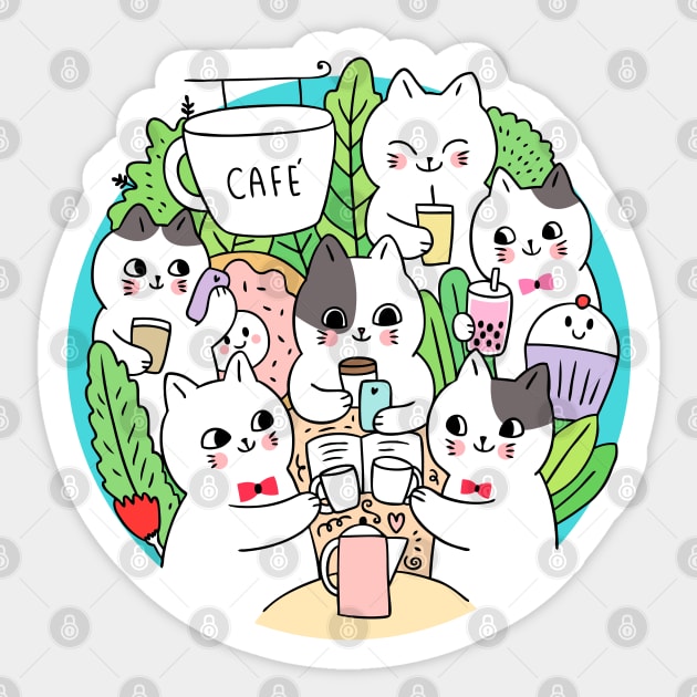 Cat Cafe Sticker by machmigo